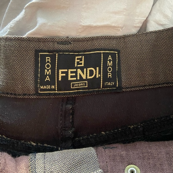 Fendi Brown Logo Waistband Denim Shorts - Picture 4 of 8